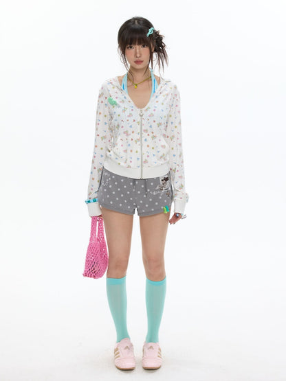 Island Full Print Sunscreen Knitted Hooded Jacket【s0000017609】