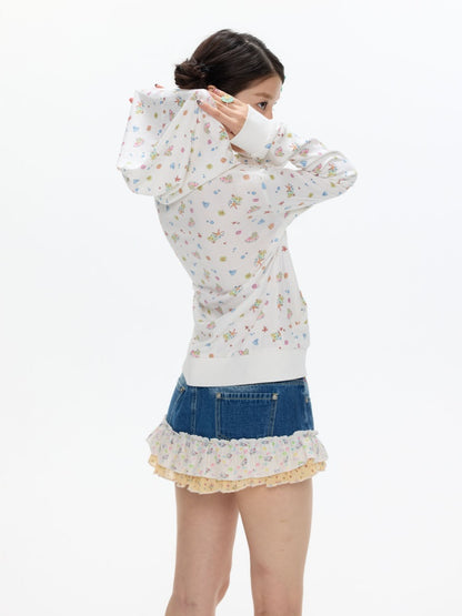 Island Full Print Sunscreen Knitted Hooded Jacket【s0000017609】