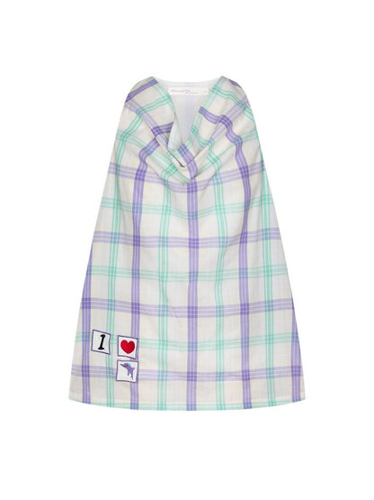 I Love Dolphin Plaid Cute Hanging Neck Shirt【s0000017611】