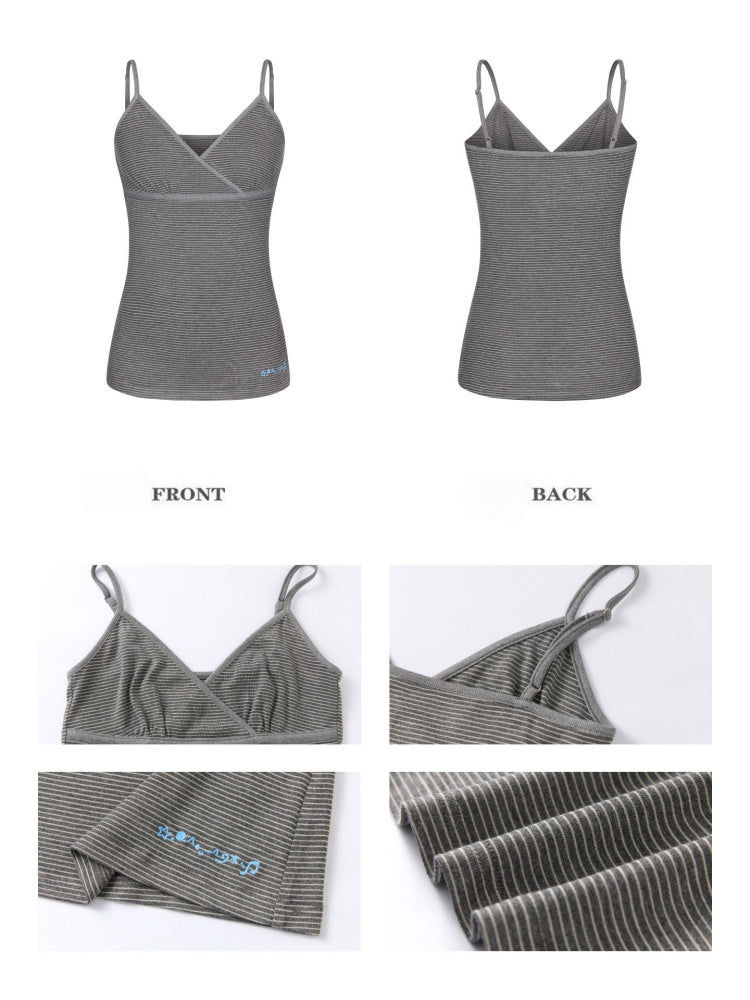 Basic Emoji Embroidered Striped Camisole【s0000017623】