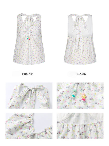 Colorful Summer Printed Hanging Neck Shirt【s0000017624】
