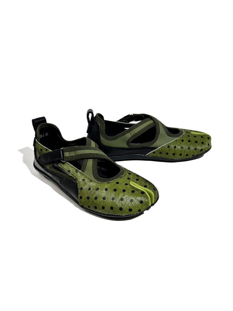 Horsehair Thin-Soled Shallow Mary Jane Flats Split-Toe Shoes【s0000017627】