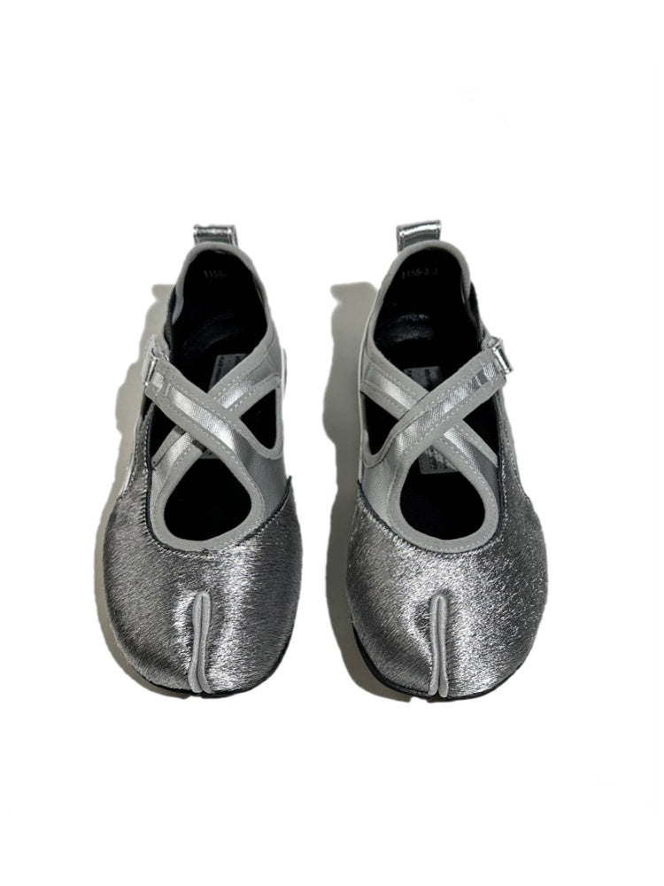 Horsehair Thin-Soled Shallow Mary Jane Flats Split-Toe Shoes【s0000017627】