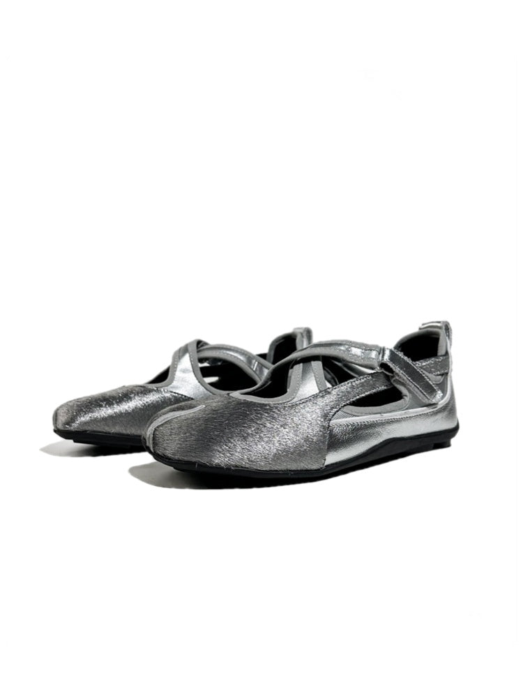 Horsehair Thin-Soled Shallow Mary Jane Flats Split-Toe Shoes【s0000017627】