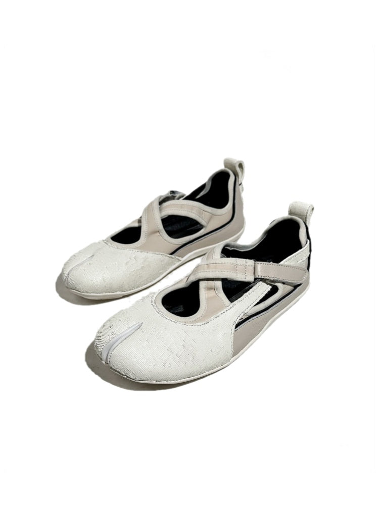 Horsehair Thin-Soled Shallow Mary Jane Flats Split-Toe Shoes【s0000017627】