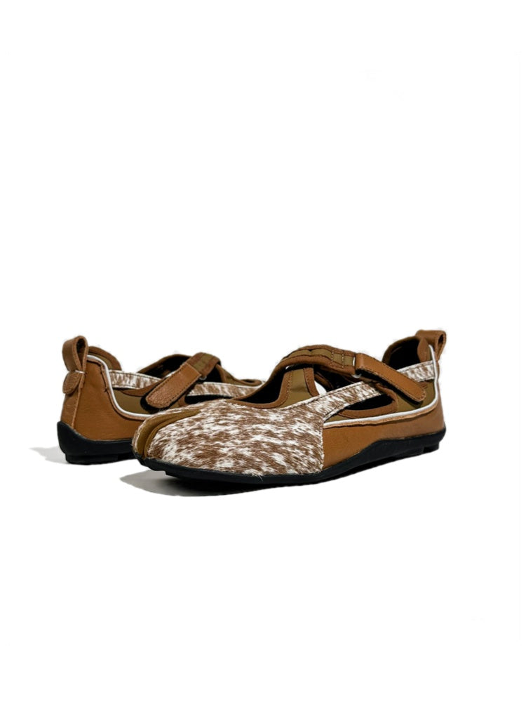 Horsehair Thin-Soled Shallow Mary Jane Flats Split-Toe Shoes【s0000017627】