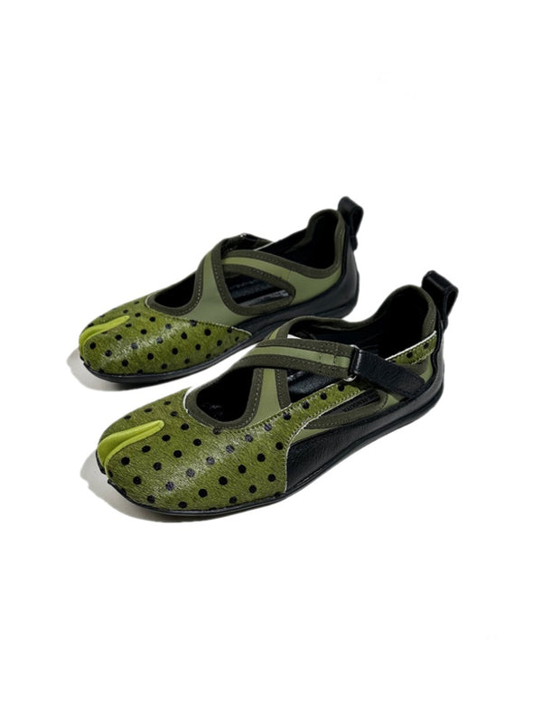 Horsehair Thin-Soled Shallow Mary Jane Flats Split-Toe Shoes【s0000017627】
