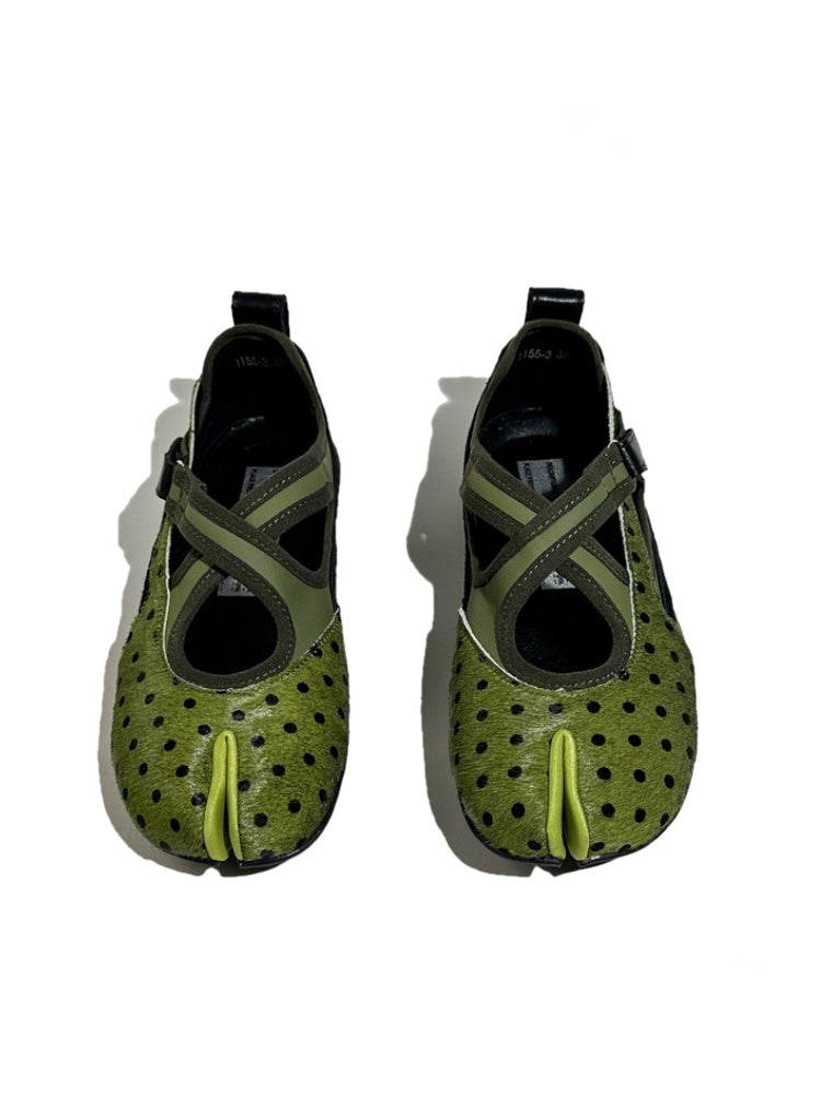 Horsehair Thin-Soled Shallow Mary Jane Flats Split-Toe Shoes【s0000017627】