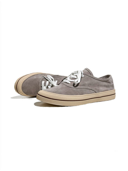 Genuine Leather Lace-Up Block Training Casual Sneakers【s0000017628】