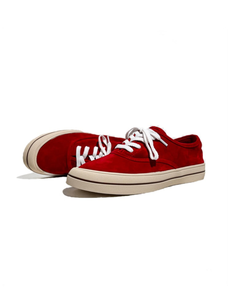 Genuine Leather Lace-Up Block Training Casual Sneakers【s0000017628】