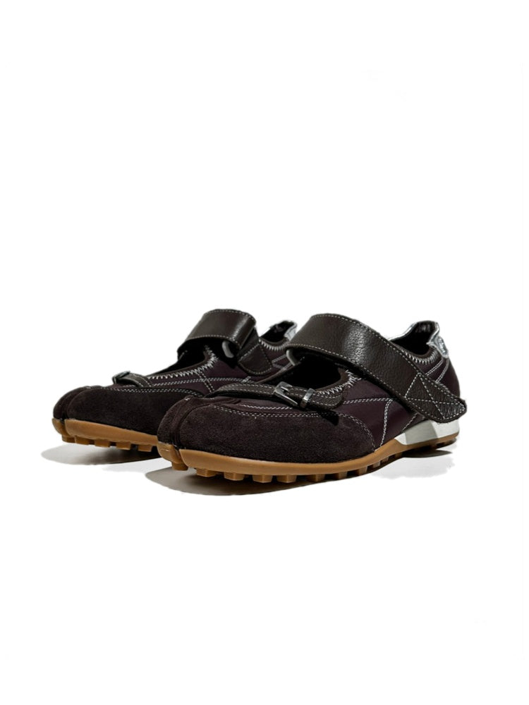 Split-Toe Patchwork Design Belt Buckle Velcro Mary Jane Shoes【s0000017630】