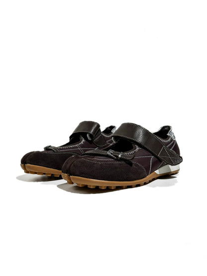 Split-Toe Patchwork Design Belt Buckle Velcro Mary Jane Shoes【s0000017630】