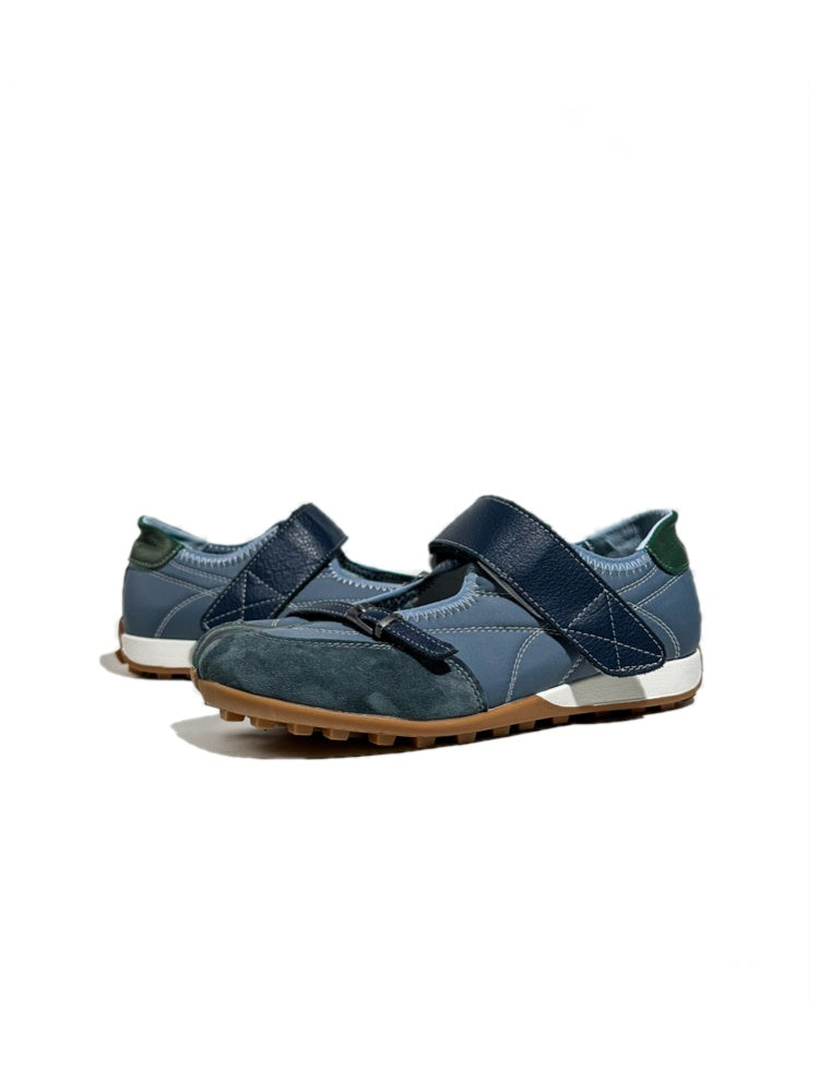 Split-Toe Patchwork Design Belt Buckle Velcro Mary Jane Shoes【s0000017630】