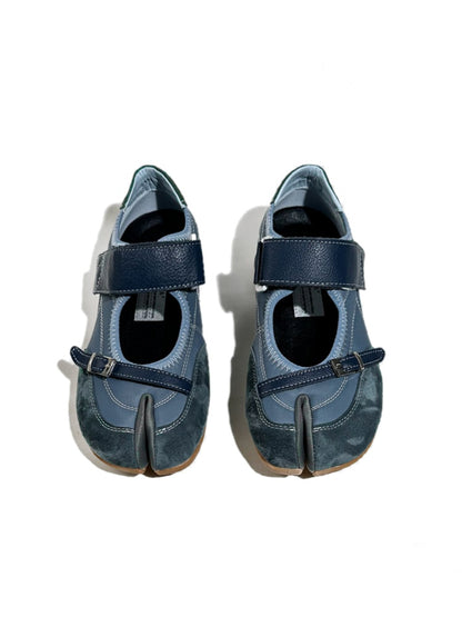 Split-Toe Patchwork Design Belt Buckle Velcro Mary Jane Shoes【s0000017630】