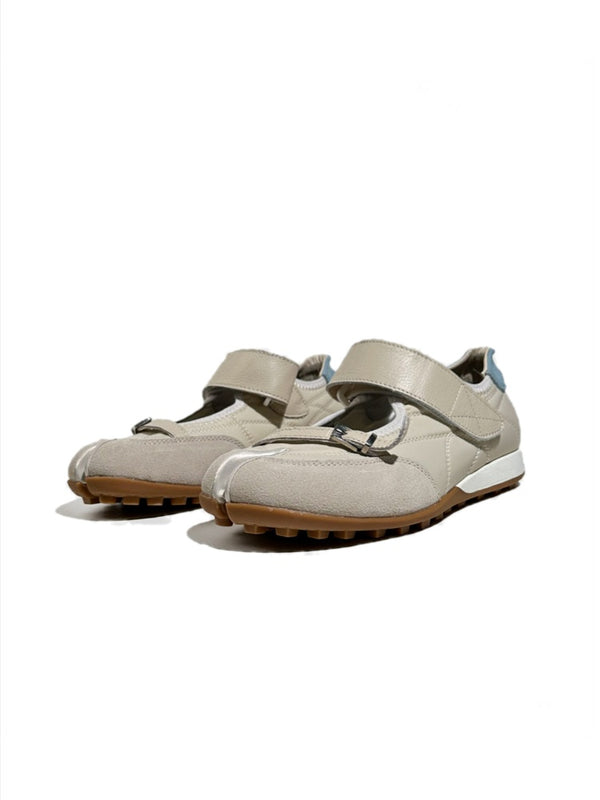 Split-Toe Patchwork Design Belt Buckle Velcro Mary Jane Shoes【s0000017630】