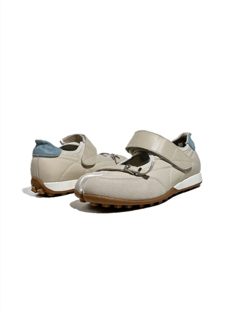 Split-Toe Patchwork Design Belt Buckle Velcro Mary Jane Shoes【s0000017630】