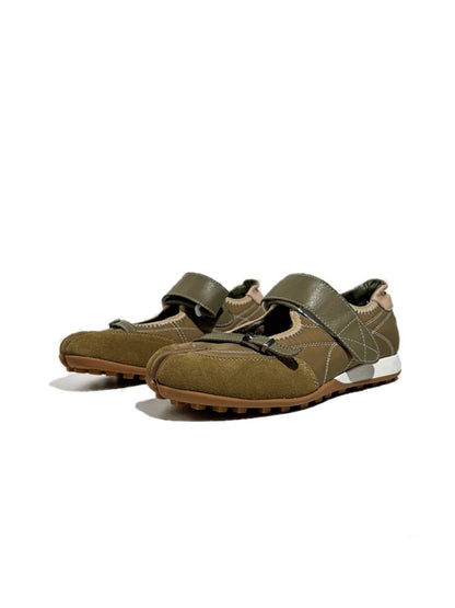 Split-Toe Patchwork Design Belt Buckle Velcro Mary Jane Shoes【s0000017630】