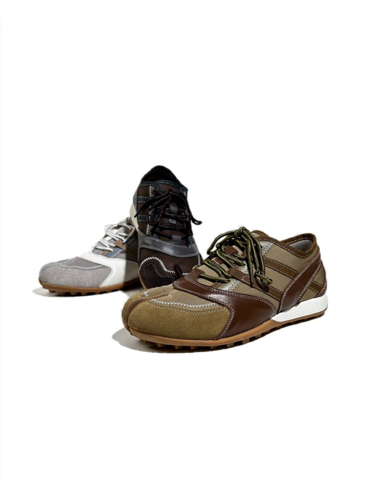 Genuine Leather Patchwork Split-Toe Thin-Soled Lace-Up Mary Jane Shoes【s0000017631】