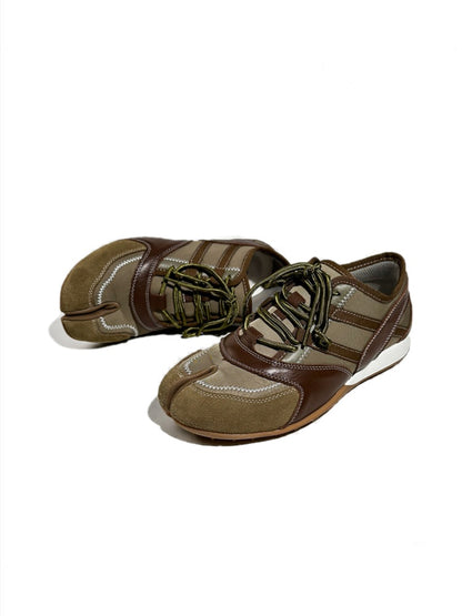 Genuine Leather Patchwork Split-Toe Thin-Soled Lace-Up Mary Jane Shoes【s0000017631】