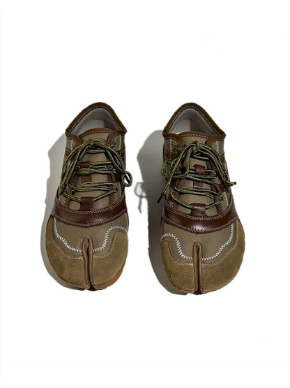 Genuine Leather Patchwork Split-Toe Thin-Soled Lace-Up Mary Jane Shoes【s0000017631】