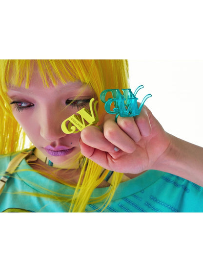 Fun 3D Printed Exaggerated Decorative Square Letters Rings【s0000017745】