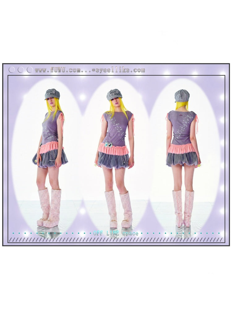Black Letters Rhinestone Silver Thread Striped Hexagonal Newsboy Painter Beret【s0000017746】