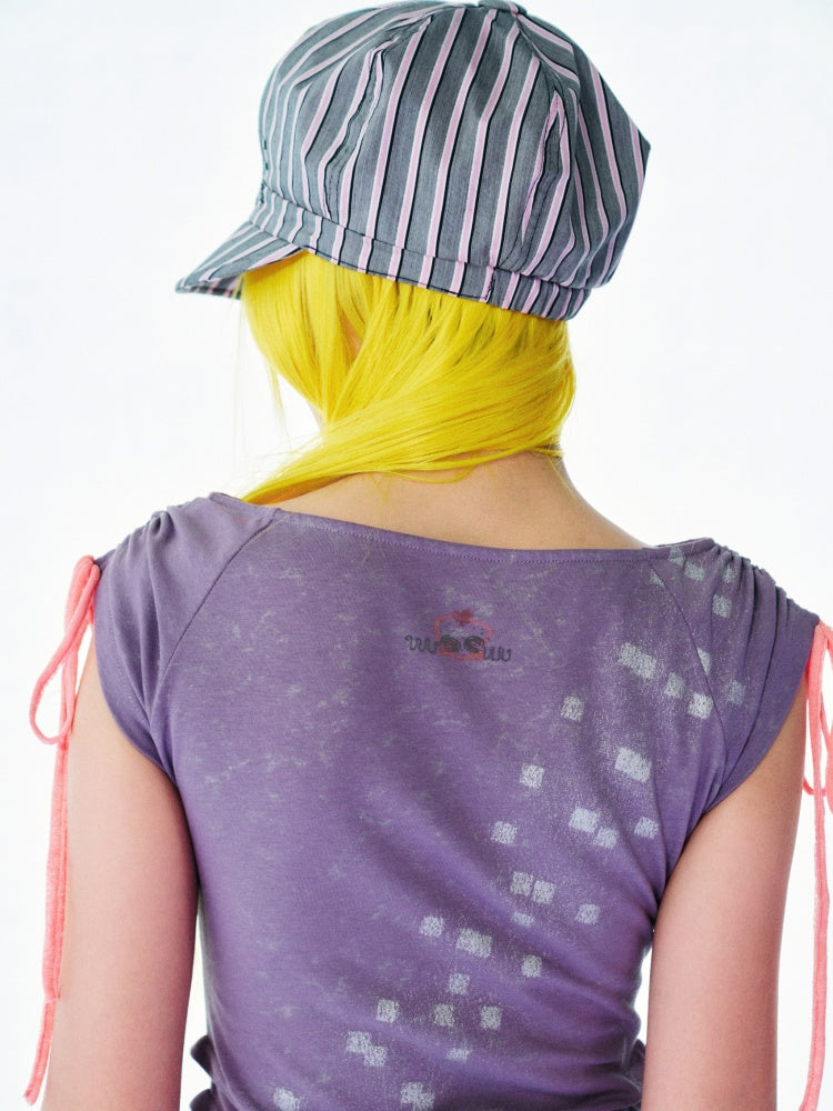 Black Letters Rhinestone Silver Thread Striped Hexagonal Newsboy Painter Beret【s0000017746】