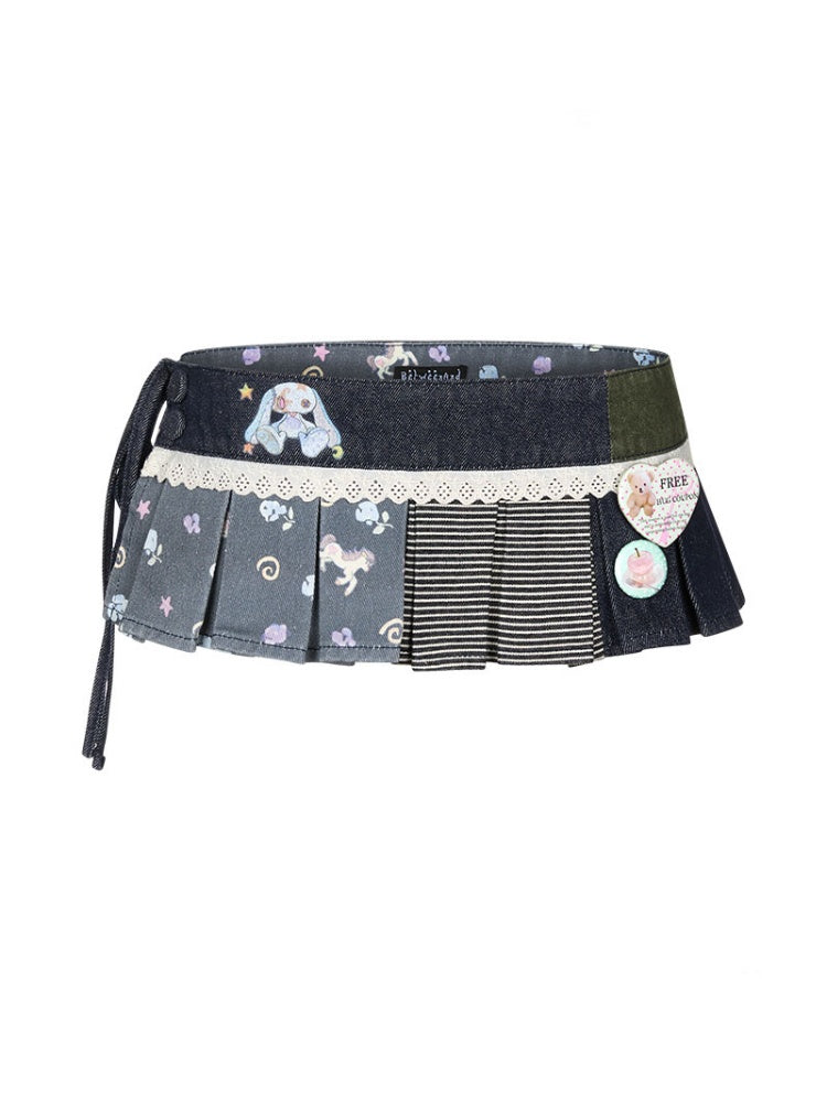 Cowboy Floral Striped Fart Denim Curtain【s0000017776】