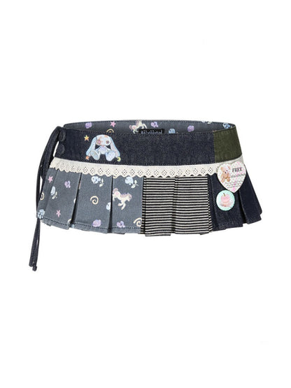 Cowboy Floral Striped Fart Denim Curtain【s0000017776】