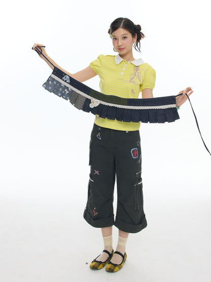 Cowboy Floral Striped Fart Denim Curtain【s0000017776】