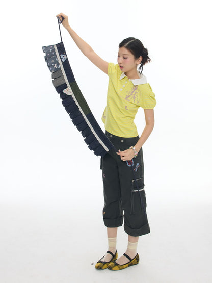 Cowboy Floral Striped Fart Denim Curtain【s0000017776】