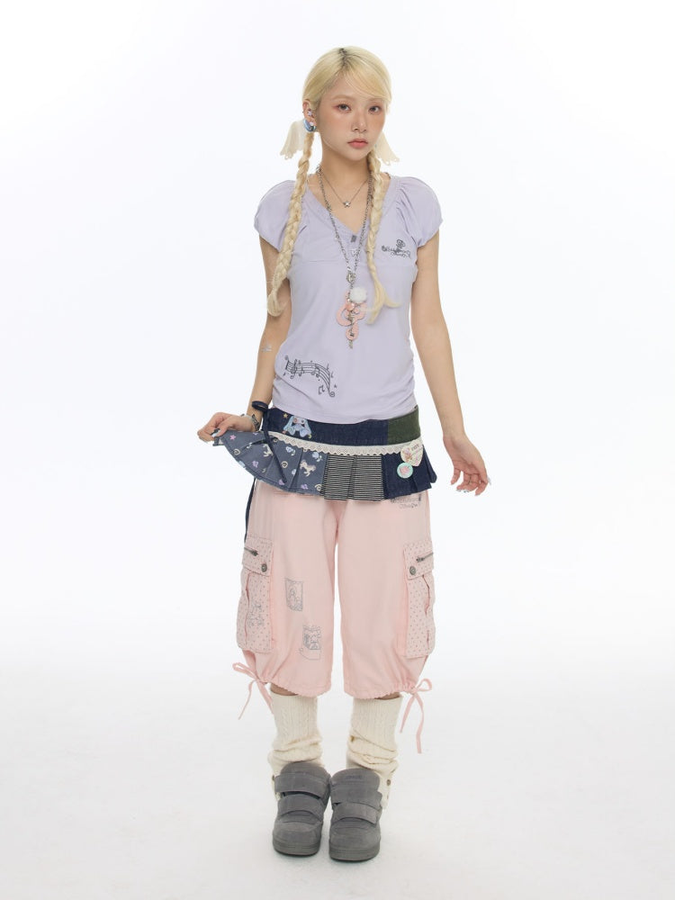 Cowboy Floral Striped Fart Denim Curtain【s0000017776】