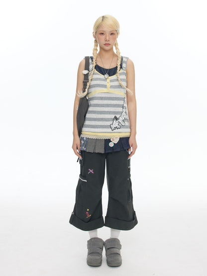 Cowboy Floral Striped Fart Denim Curtain【s0000017776】