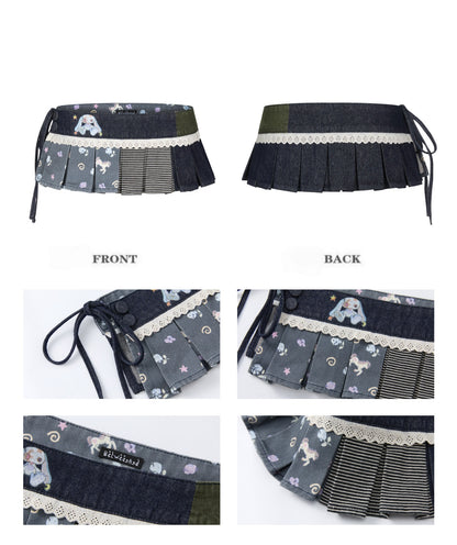 Cowboy Floral Striped Fart Denim Curtain【s0000017776】