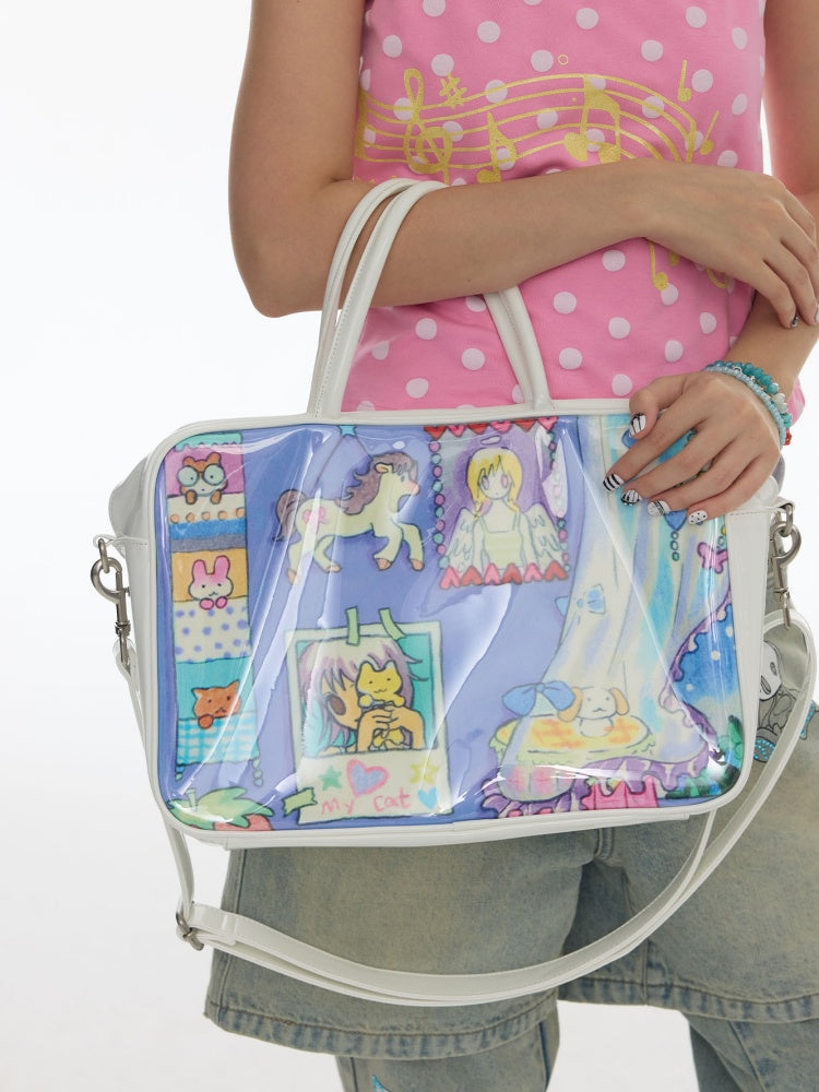 Double Sided Angel Leather Large Capacity Handbag【s0000017782】