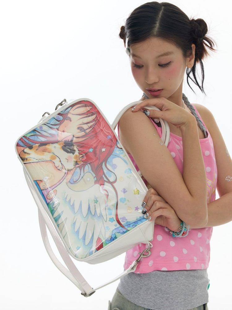 Double Sided Angel Leather Large Capacity Handbag【s0000017782】