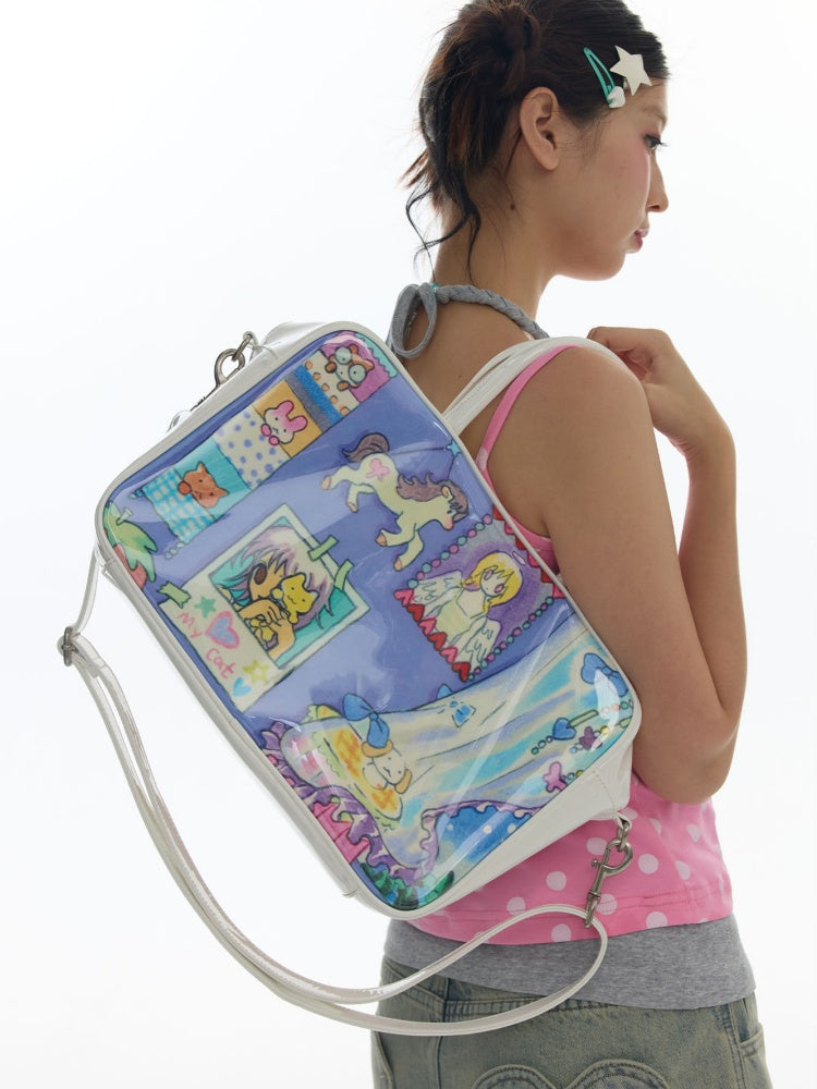 Double Sided Angel Leather Large Capacity Handbag【s0000017782】