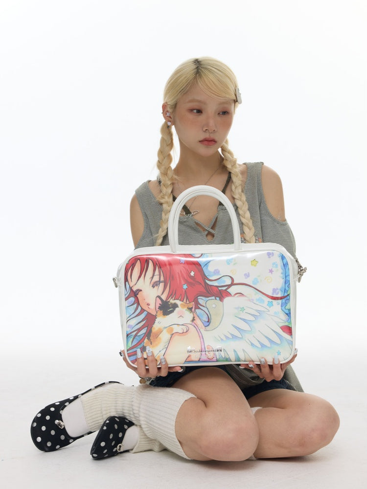 Double Sided Angel Leather Large Capacity Handbag【s0000017782】