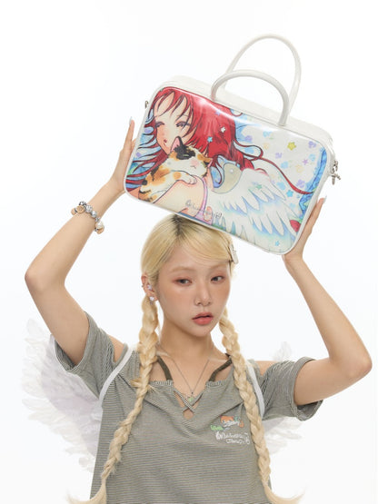 Double Sided Angel Leather Large Capacity Handbag【s0000017782】