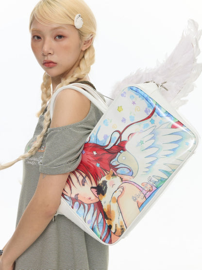 Double Sided Angel Leather Large Capacity Handbag【s0000017782】