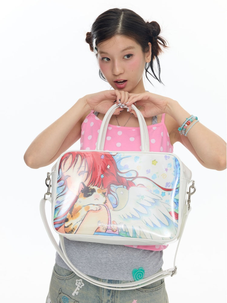 Double Sided Angel Leather Large Capacity Handbag【s0000017782】