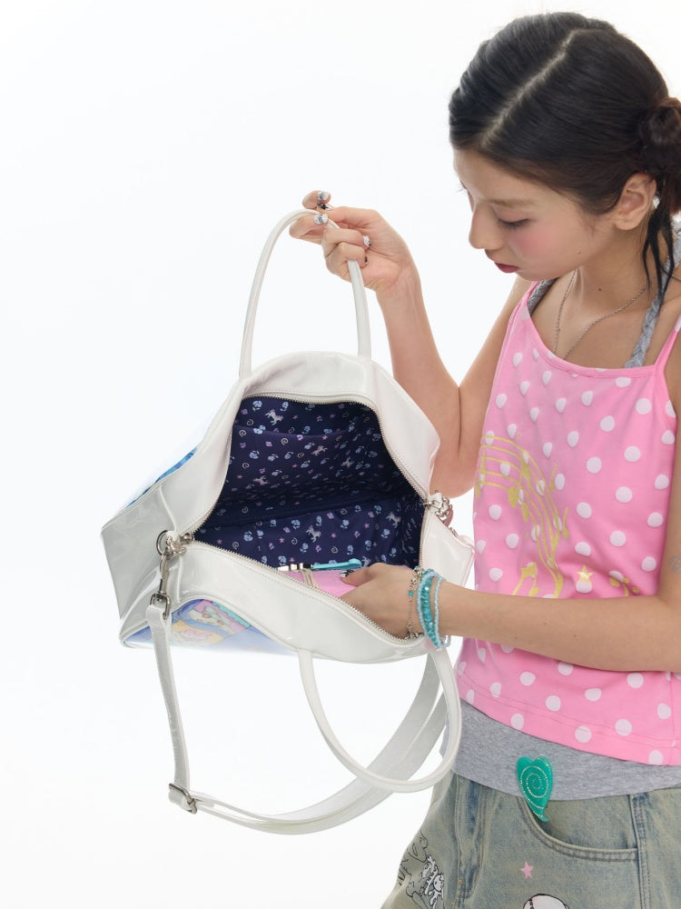 Double Sided Angel Leather Large Capacity Handbag【s0000017782】