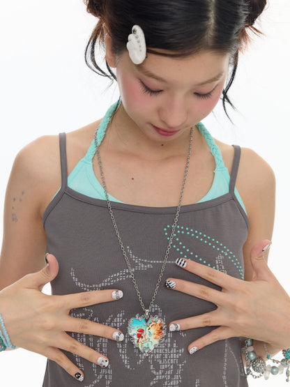 Heart Hollow Metal Carved Necklace【s0000017787】