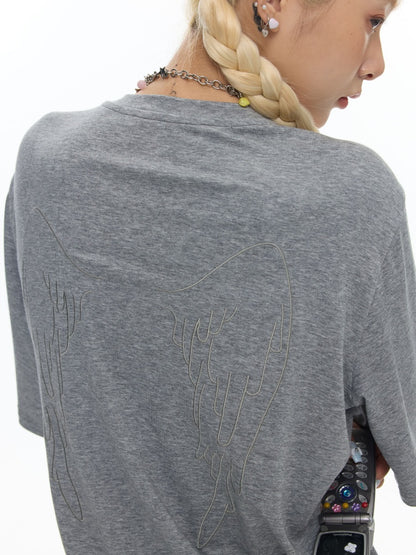 Illustration Loose Fitting Crew Neck Short Sleeve T-Shirt【s0000017789】