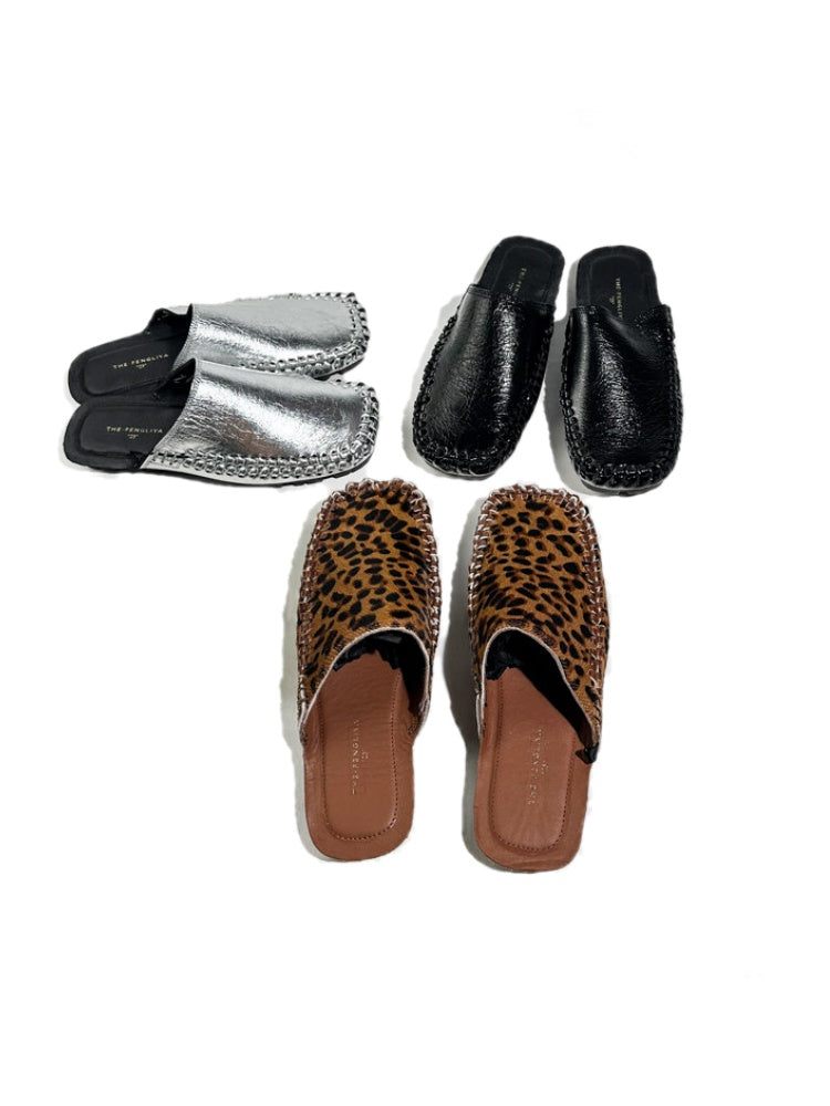 Closed-Toe Genuine Leather Mule Shoes【s0000017792】