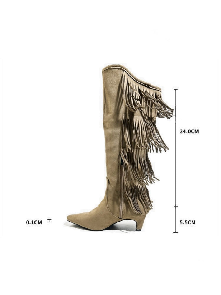 Tassel Pointed Toe Rider Motorcycle Boots【s0000017793】