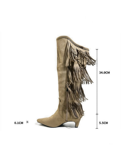 Tassel Pointed Toe Rider Motorcycle Boots【s0000017793】