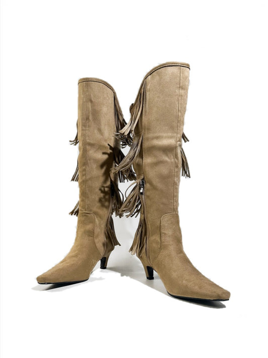 Tassel Pointed Toe Rider Motorcycle Boots【s0000017793】