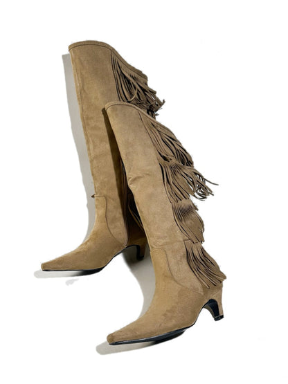 Tassel Pointed Toe Rider Motorcycle Boots【s0000017793】