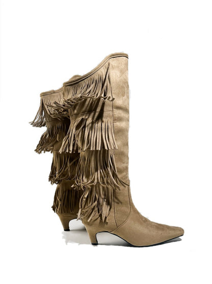 Tassel Pointed Toe Rider Motorcycle Boots【s0000017793】